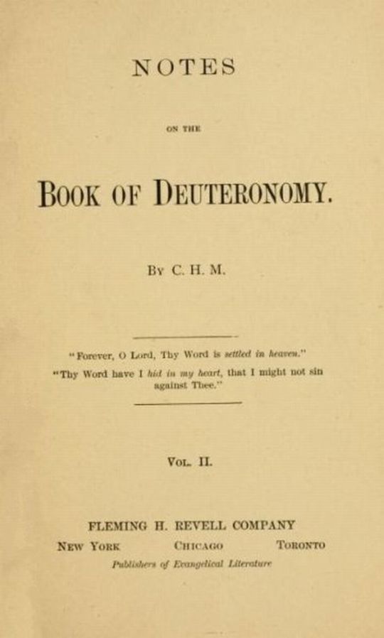 Notes on the Book of Deuteronomy, Volume II