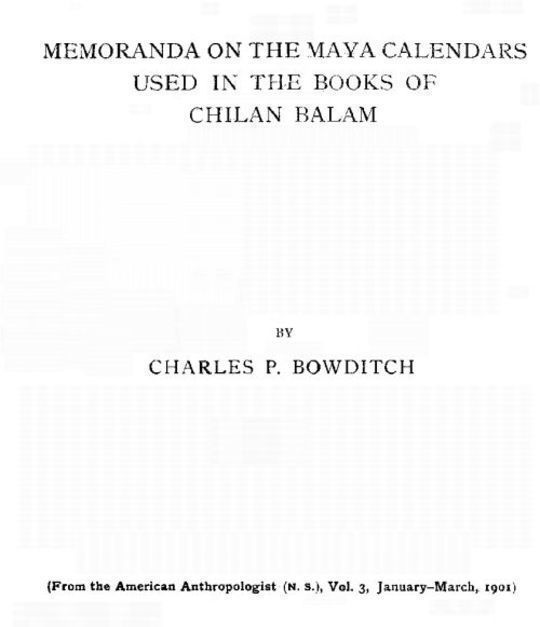 Memoranda on the Maya Calendars Used in the Books of Chilan Balam