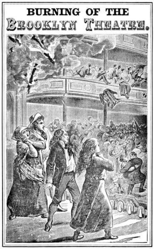 Burning of the Brooklyn Theatre A thrilling personal experience! Brooklyn's horror. Wholesale holocaust at the Brooklyn, New York, Theatre, on the night of December 5th, 1876