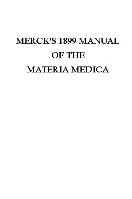 Merck's 1899 Manual