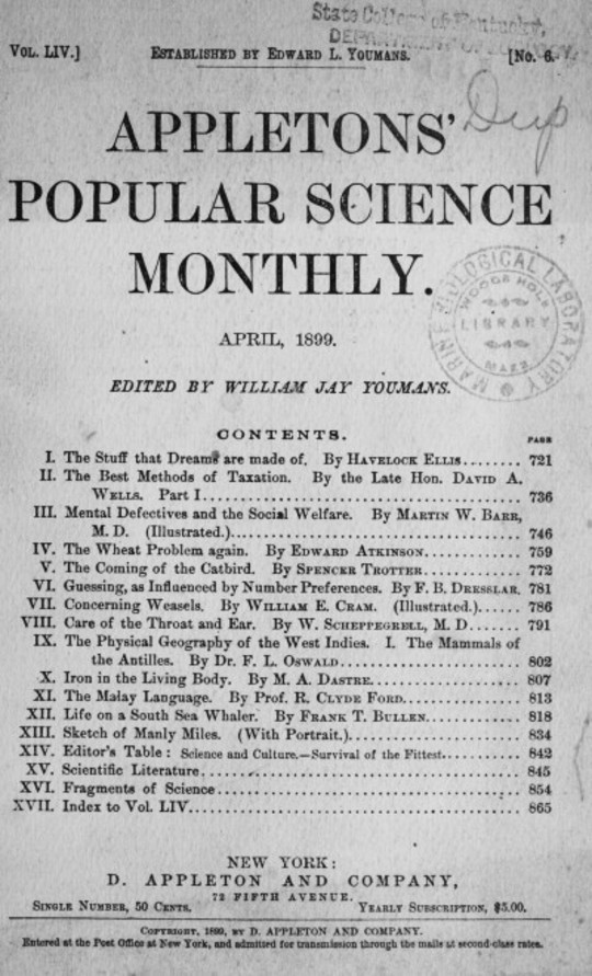 Appletons' Popular Science Monthly, April 1899 Volume LIV, No. 6, April 1899