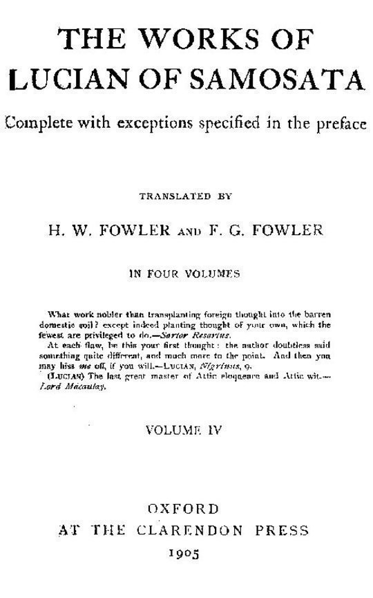 The Works of Lucian of Samosata, v. 4