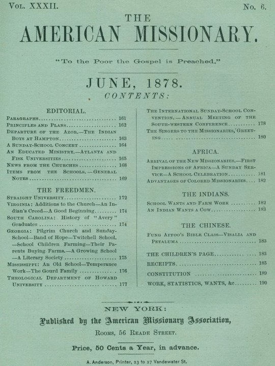 The American Missionary — Volume 32, No. 06, June, 1878