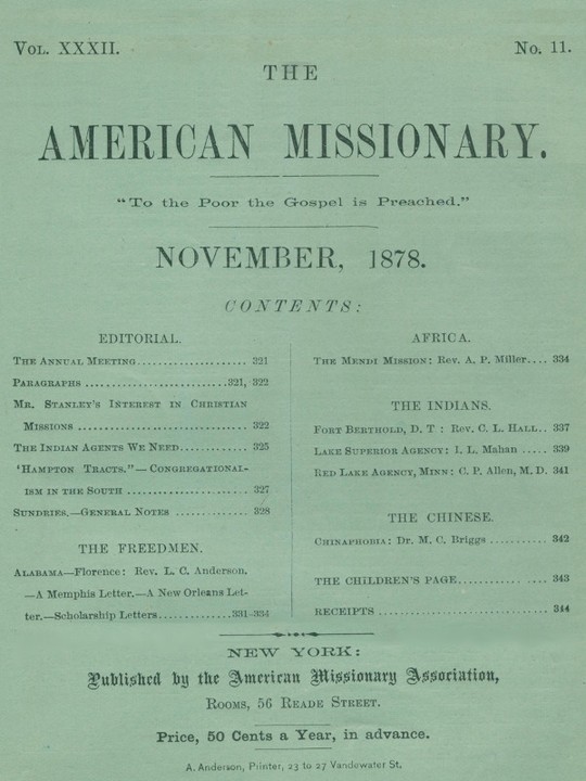 The American Missionary — Volume 32, No. 11, November, 1878