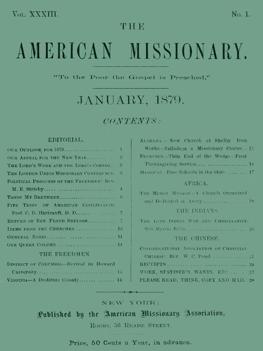 The American Missionary — Volume 33, No. 1, January 1879