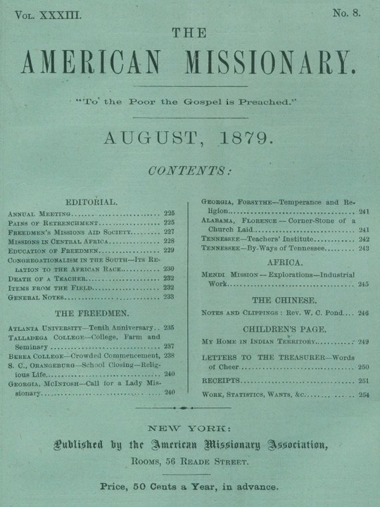 The American Missionary — Volume 33, No. 8, August, 1879