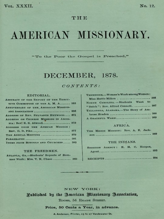 The American Missionary — Volume 32, No. 12, December, 1878