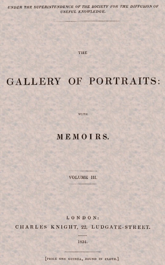 The Gallery of Portraits: with Memoirs. Volume 3 (of 7)