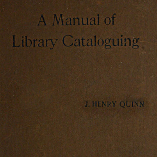 Manual of Library Cataloguing