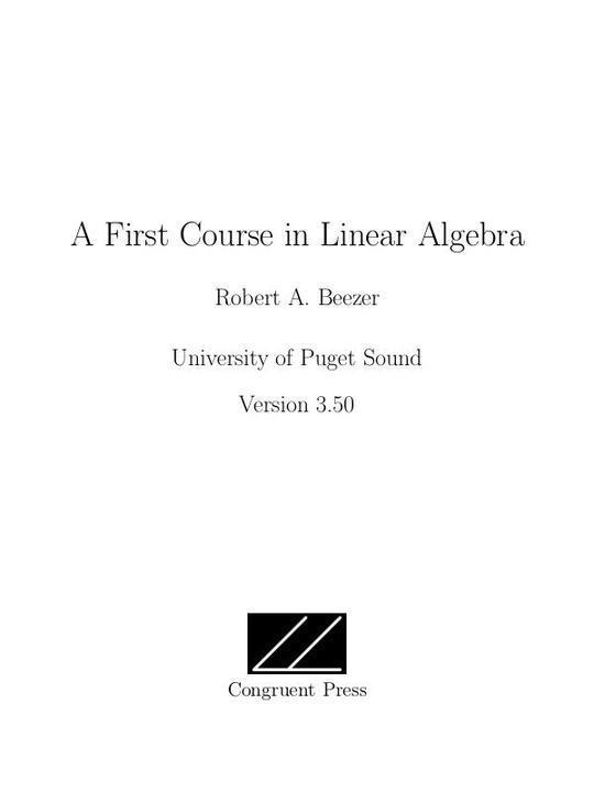 A First Course in Linear Algebra