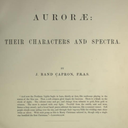 Auroræ: Their Characters and Spectra