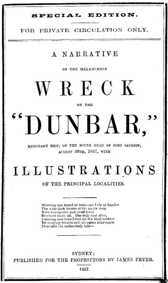 A Narrative of the Melancholy Wreck of the "Dunbar"