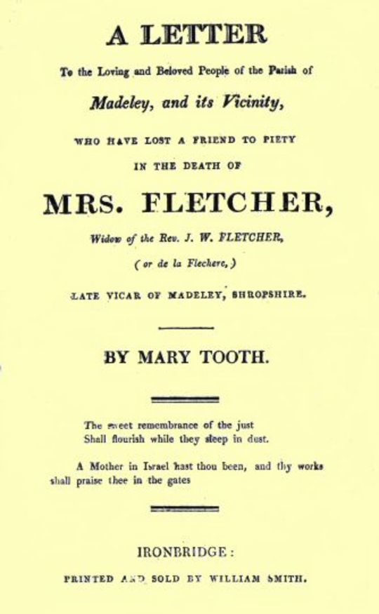 A Letter ... the Death of Mrs. Fletcher