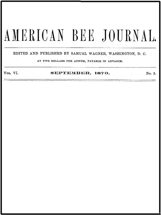 The American Bee Journal, Volume VI, Number 3, September 1873