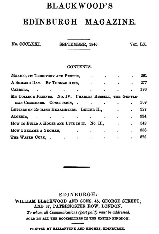 Blackwood's Edinburgh Magazine, Volume 60, Number 371, September 1846