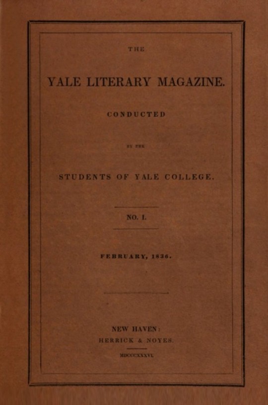 The Yale Literary Magazine, Volume I, Number 1