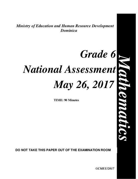 Mathematics - Grade 6 National Assessment May 26, 2017