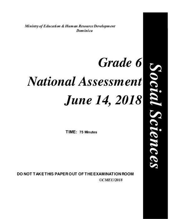 Social Studies - Grade 6 National Assessment June 14, 2018